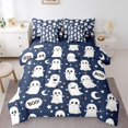thumbnail image 1 of YST 7-Piece Cute Cartoon Ghost Print Bed Set, Queen – Happy Halloween Decor, 1 of 5