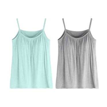 Seamless Bandeau Bra Top - Built-in Shelf Bra Camisole, Comfortable Wirefree Design (2-Pack) | Hontri | Women's Plus Size Soft Tank Top with Bra Sleeveless Comfort Yoga (U | XXL)