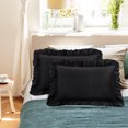 thumbnail image 1 of PiccoCasa 2 Pcs 100% Cotton Ruffled Pillowcases Soft with Envelope Black Standard, 1 of 7