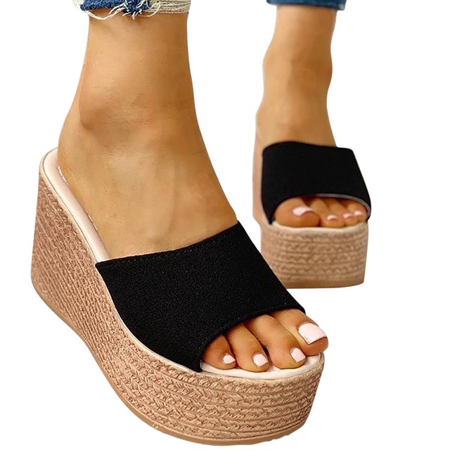 LSLJS Sandales à Plateforme pour Femmes Compensées Sandales Boho Décontractées à Bout Ouvert pour la Plage