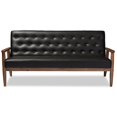 thumbnail image 3 of Allora Faux Leather Tufted Sofa in Black, 3 of 6