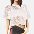 thumbnail image 2 of Haut Court en Résille Transparent pour Femmes, T-Shirt Court pour Femmes, T-Shirt Moyen pour Femmes, T-Shirt d'Entraînement pour Femmes, T-Shirt d'Entraînement pour Femmes, Hauts à Manches Longues pour Femmes en Polyester à Rayures, T-Shirt pour Femmes Court pour Femmes, 2 of 4