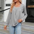 thumbnail image 2 of AherBiu Womens Tops Casual Long Sleeve Square Neck Fall Blouses Loose Comfy Solid Color Shirts, 2 of 4