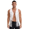 thumbnail image 1 of Sxiwei Gilet Sans Manches en Faux Suède Style Cowboy pour Homme à Franges avec Rivets, Ouvert à l'Avant, Blanc G, 1 of 5
