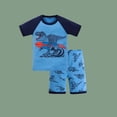 thumbnail image 1 of Ensemble de Pyjama pour Petit Garçon, Haut à Enfiler à Col Rond avec Imprimé de Dinosaure de Dessin Animé, Pyjama d'Été, Tenue de Nuit, Pyjama Garçon Taille 5-6 Ans, 1 of 3