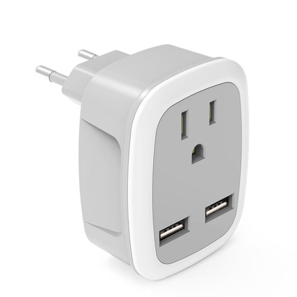 goowrom European Travel Plug Adapter, The US to Europe Outlet Converter International Electrical Adaptor USB Charger
