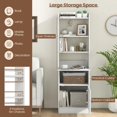 thumbnail image 2 of Giantex Nightstand w/Charging Station, Tall Bedside Table, End Table Bookcase w/Adjustable Shelves, White, 2 of 8