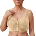 thumbnail image 4 of Lenpel Front Closure Bras for Women Wireless Lace Full Coverage Plus Size Pus up Bras Supportive Everyday Bralettes(Beige,4X-Large), 4 of 4