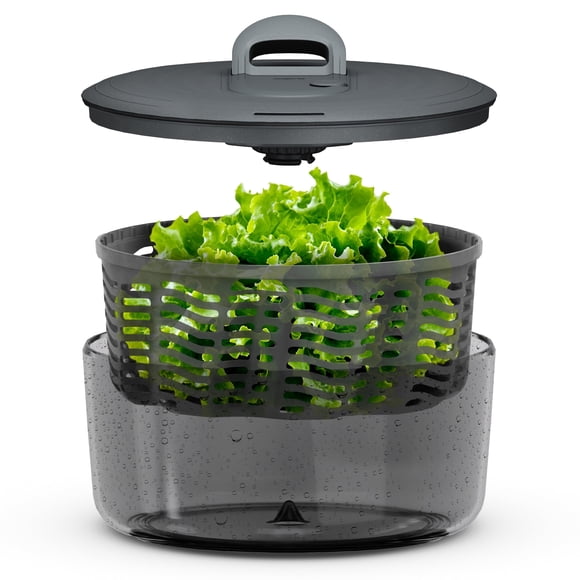 Zyliss Easy Spin Salad Spinner - Fruit & Veggie Dryer - Produce Spinner & Cleaner for Salad Prep - Dishwasher-Safe Kitchen Essential - Non-Slip Bowl with Pull Handle - Gr