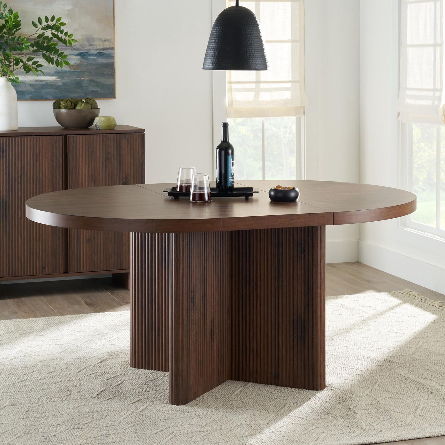 Better Homes & Gardens Lillian Fluted Round Expandable Dining Table