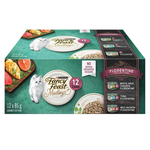 Fancy Feast Medleys Collection Florentine en Sauce, Nourriture Humide pour Chats 85 g x 12