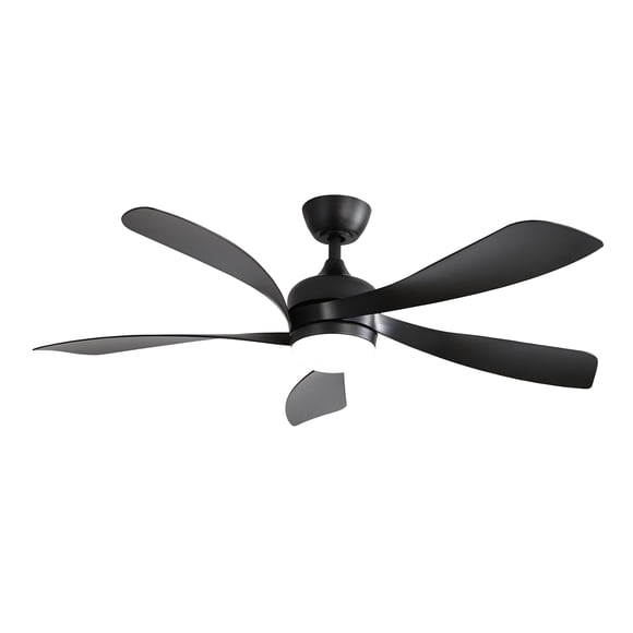 Sofucor 52-Inch Black Ceiling Fan with LED Light, Remote, Downrods, 5 Blades, Modern