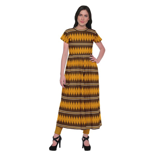 Moomaya Robe Tunique à Fente avant pour Femmes, Manches Courtes, Kurti Imprimée, Tenue d'Été