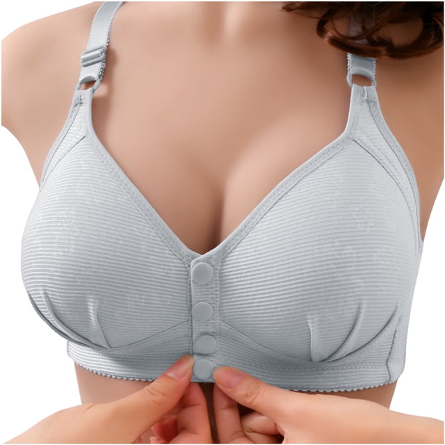 Pisexur Women Bra Full Coverage Bra Comfort Wide Adjustable Straps Cotton Bralettes for Women Non-Padded and Wirefree Plus Size Minimizer Bra Smooth Lift Front Closure Everyday Bra