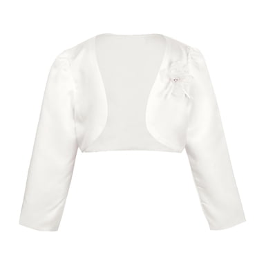 vastwit Boléro Shrug pour Filles Cardigan en Satin à Manches Longues Tenue de Fête pour Enfants Anniversaire Soirée Robe Couvre-Épaules Ivoire 140
