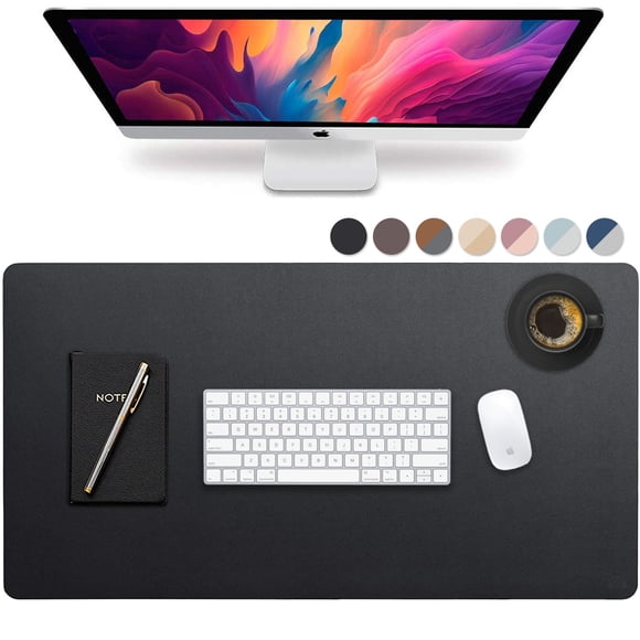 Vine Creations Leather Desk Mat 32" x 17", Desk Protector Mat, PU Leather Desk Pad, Large Mouse Pad, Desk Blotter, Desk Pads on Top of Desks, Desk Matt for Desktop, Home Office Desk Mat (Black)