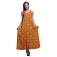 thumbnail image 1 of Bimba Robe Maxi à Bretelles Spaghetti Sans Manches pour Femmes en Rayonne à Imprimé Feuilles, Coupe Évasée - Grand, 1 of 5