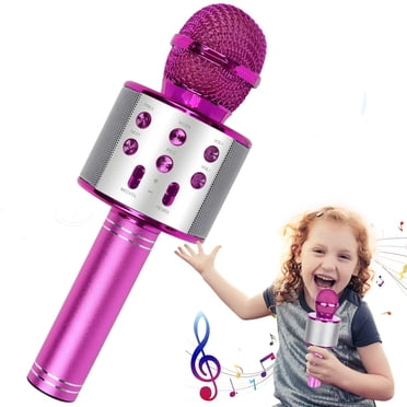 Microphone de Karaoké, Microphone de Karaoké Bluetooth Sans Fil pour Enfants, Machine de Microphone Portative 4-en-1 à Main, Lecteur Ktv pour la Maison avec Haut-Parleur et Fonction d'Enregistrement