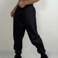 thumbnail image 2 of FAIWAD Men's Cargo Fleece Sweatpants Drawstring Stretch Elastic Waist Jogger Solid Color Sports Trousers, 2 of 4