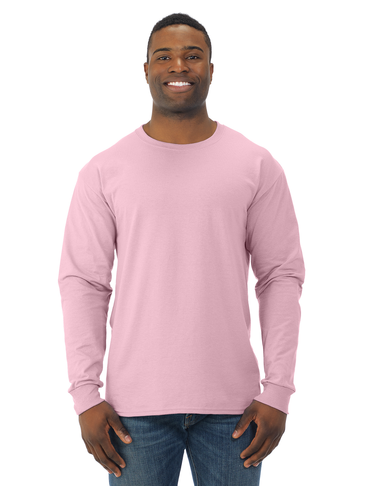 Jerzees Mens DRI-POWER Active Long Sleeve Crew T-Shirt, 2X, Classic Pink