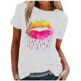 thumbnail image 1 of Birdeem T-Shirt Blouse à Manches Courtes à Col Rond Imprimé pour Femmes, Coupe Ample, 1 of 5