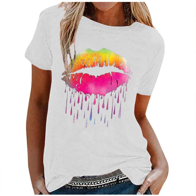 Birdeem T-Shirt Blouse à Manches Courtes à Col Rond Imprimé pour Femmes, Coupe Ample