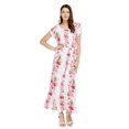 thumbnail image 1 of Robe Maxi Simple Hawaïenne pour Femme à Manches Cap Luau m Rose Blanc Hibiscus, 1 of 5