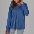 thumbnail image 2 of GigrtiJin Womens Oversized V-Neck Tops 2025 Trendy Long Sleeve Solid Color Blouses Button Decor Casual Shirts, 2 of 4