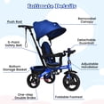 thumbnail image 3 of INFANS Tricycle pour Enfants, Tricycle de Promenade 4 en 1 avec Poignée Poussoir Réglable, Auvent Amovible, Plaque de Pied Rétractable, Pédale Verrouillable, Garde-Corps Détachable, Convient de 10 Mois à 5 Ans, 3 of 9
