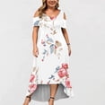 thumbnail image 2 of TopLLC Robes d'Été pour Femmes Grande Taille à Manches Courtes Robes Maxi à Fleurs Robe de Soirée à Épaules Dénudées avec Poches Robe Formelle Femme, 2 of 5