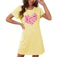 thumbnail image 4 of Mrat Chemises de Nuit pour Femmes Chemise de Nuit Courte Surdimensionnée pour Femmes Mode Imprimé sur la Poitrine Robe de Nuit à Manches Courtes P-87 Jaune TTG, 4 of 7