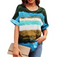 thumbnail image 2 of Innerwin Hauts à Rayures T-Shirt Femme Tenue d'Intérieur Manches Courtes T-Shirt Ample Bleu Lac m, 2 of 9