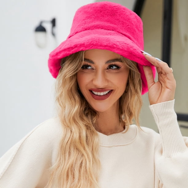 Fuzzy Bucket Hat For Women Faux Superficial Knowledge Bucket  display picture 1