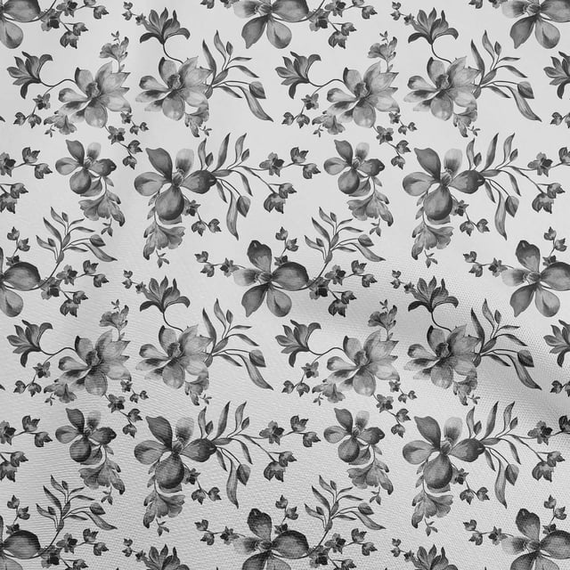 oneOone Georgette Viscose Gray Fabric Floral Sewing Craft Projects Fabric Prints By Yard 42 Inch Wide