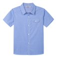 thumbnail image 1 of Bienzoe Boy's Cotton Plaid Button Down Short Sleeve Shirt Light Blue 11/12, 1 of 6