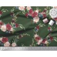 thumbnail image 2 of Soimoi Green polyester Crepe Fabric Ranunculus & Penoy Floral Print Print Fabric By the Yard 52 Inch Wide, 2 of 3
