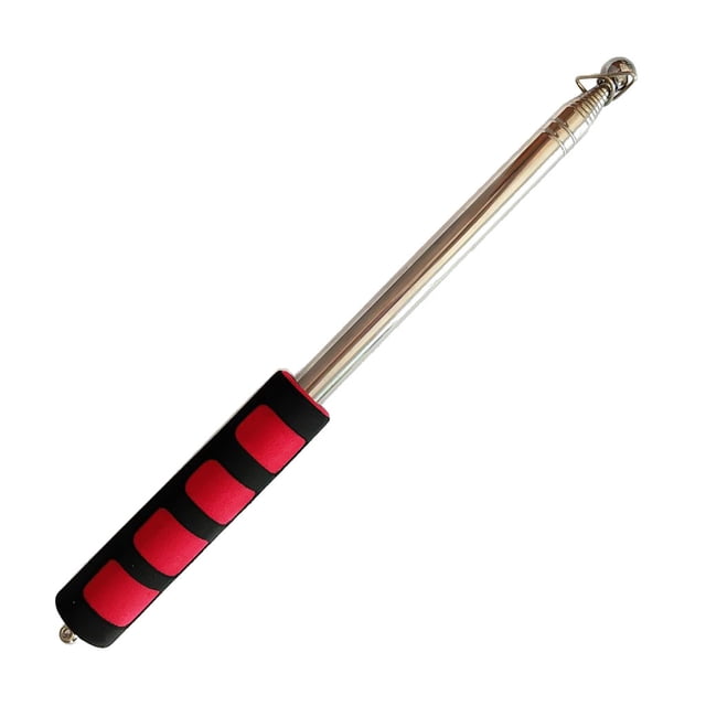 jinwen Telescopic Flagpole, Stainless Steel Flagpole, Flag Pole, Hand-held Metal Flagpole, with Sponge Handle , Red, 2m