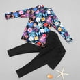 thumbnail image 4 of Zwiiyzr 2025 Filles Enfants Maillot de Bain 2 Pcs Imprimé Floral Haut anti-UV à Manches Longues et Pantalon Long avec Jupe Combinaison anti-UV Protection Uv Tenue de Plage Maillot de Bain 3-11 Ans Noir, 4 of 9