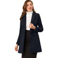 thumbnail image 3 of INSPIRE CHIC Manteau d'Hiver pour Femme à Revers Cranté, Simple Boutonnage, Manches Longues, Bleu Foncé, S, 3 of 6