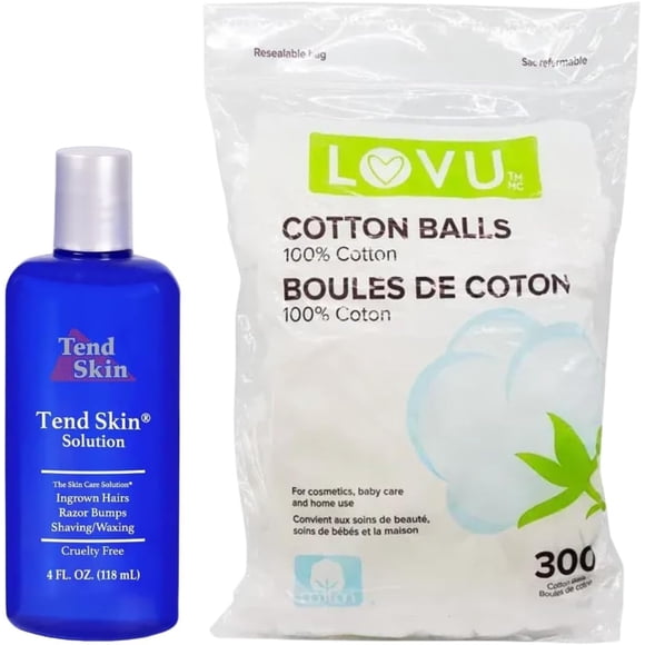 Ensemble de Soins après-Rasage Smooth : Tend Skin Solution Rasoir Soulagement (4 Oz) et Boules de Coton Spectra Lovu (300 Pcs)