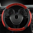 thumbnail image 1 of Red D Shape Car Steering Wheel Cover Wood Grain Design Breathable Non Slip Steering Wheel Protector Universal Fit For Most Vehicles 14.96X14.96 Inch 1.08 Lb, 1 of 6