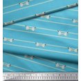 thumbnail image 3 of Soimoi Blue Modal Satin Fabric Bow & Stripe Decor Fabric Printed Yard 42 Inch Wide, 3 of 5