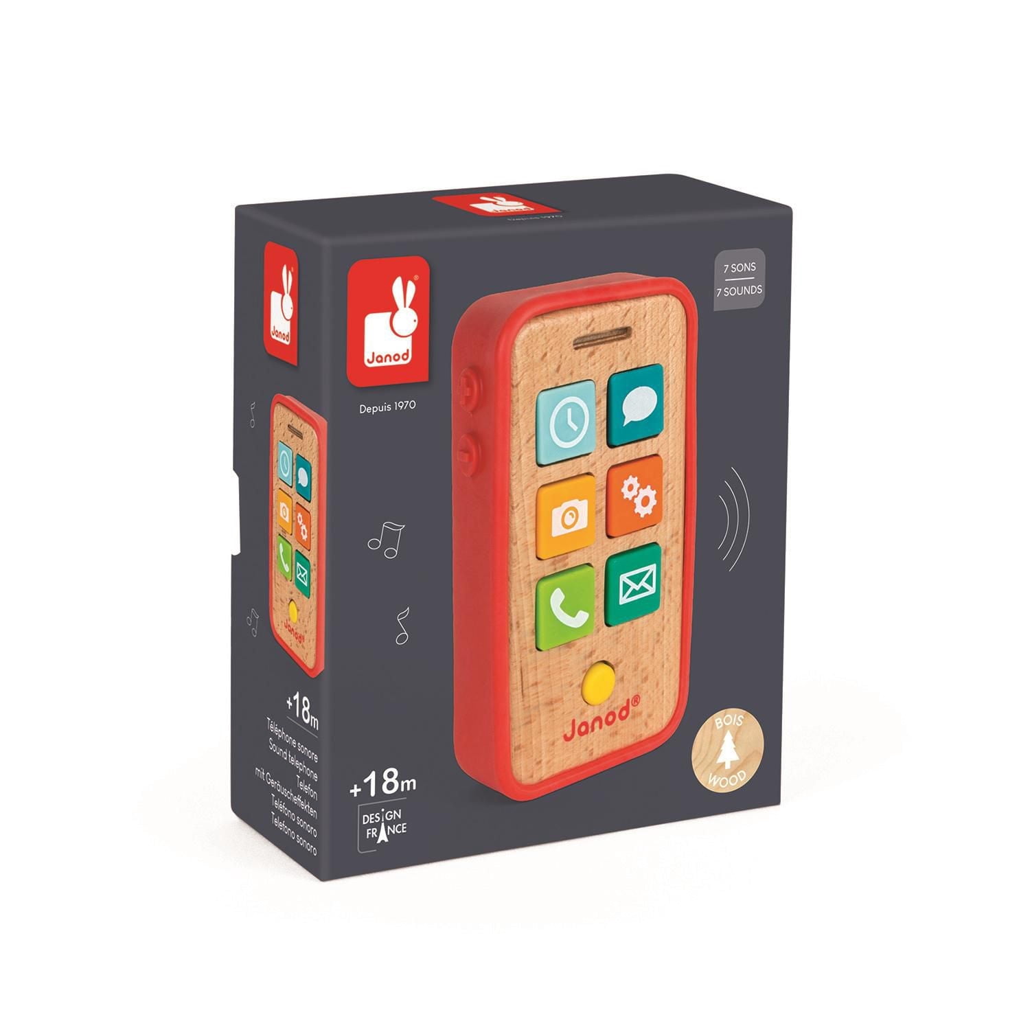 Janod • Téléphone Sonore • Jouet Musical pour Tout-Petits et Enfants • De 18 Mois à 3 Ans • J05334
