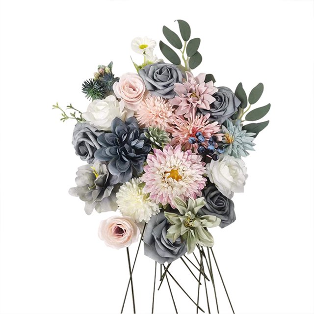 Wweixi Whimsical Blooms Low Maintenance Artificial Flower Collection Realistic BLUE PINK LH004 1Set
