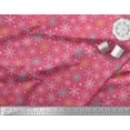 thumbnail image 3 of Soimoi Pink polyester Crepe Fabric Snow Flakes Floral Decor Fabric Printed Yard 52 Inch Wide, 3 of 5