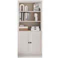 thumbnail image 1 of VAUXHILL & CO. Halston Standard Bookcase with Doors, Adjustable Storage Shelf Unit, Cream, 1 of 12