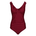 thumbnail image 4 of Maillots de Maternité une Pièce à Volants, Maillot de Bain à Volants, Monokini Falbala, Décolleté en V Profond, Rouge (TG, 4 of 7