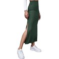 thumbnail image 4 of Slit Long Skirt, Bodycon Long Skirt Easy Matching Versatile  For Party Green,Red,Brownness,Brown,Black, 4 of 6