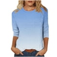 thumbnail image 1 of Cinvoph T-Shirts d'Été Imprimés pour Femmes Manches 3/4 Col Rond Dégradé Hauts Chandail Ample Blouses de Vacances, 1 of 5