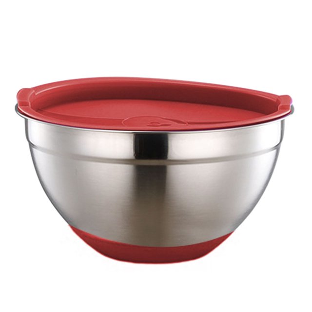GLFILL Stainless Steel Salad Bowl with Silicone Bottom Lid Cooking Baking Home Kitchen 30cm